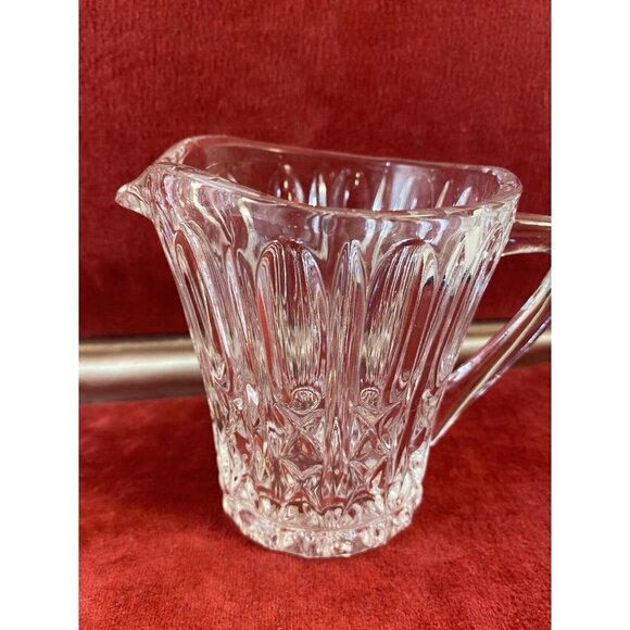 Vintage Glass Crystal Diamond Point Cream and Sugar Set - Picture 4 of 9